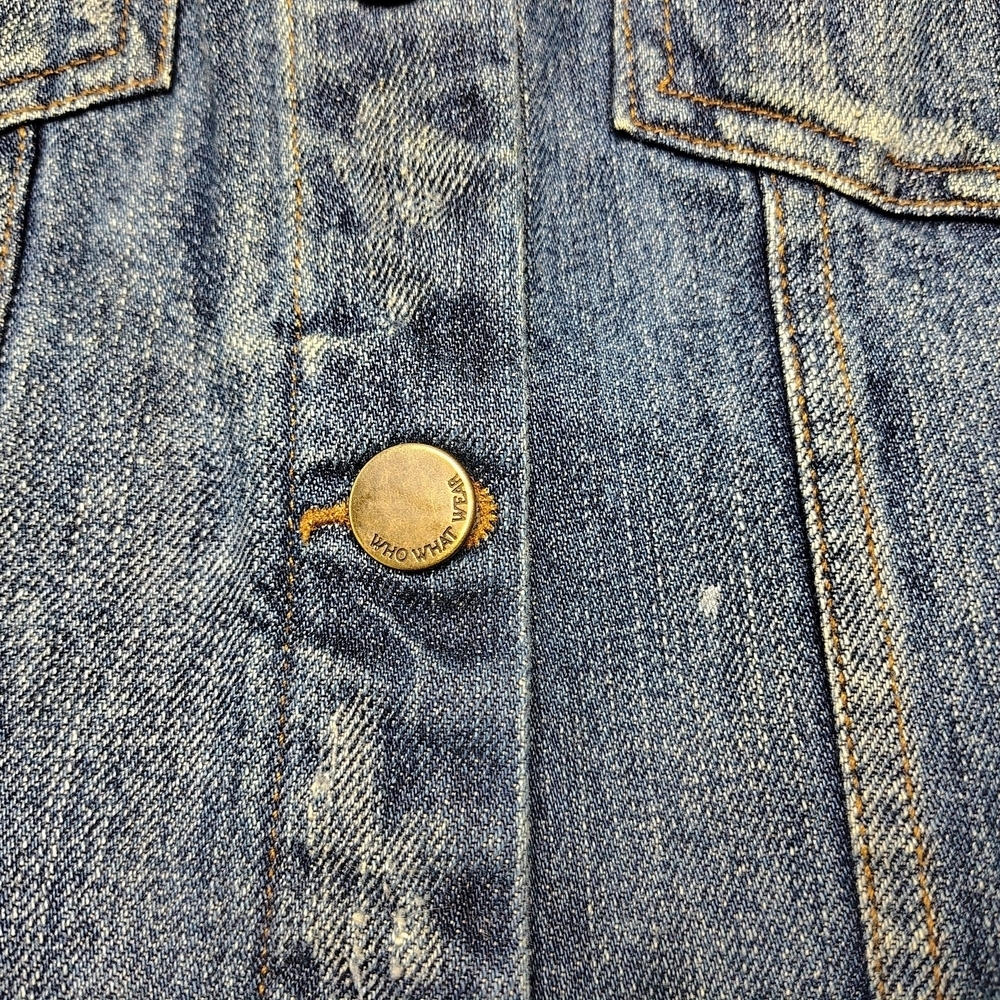 Who What Wear Denim Jacket Womenâs Small Raw Hem Button Front Blue - Picture 8 of 12